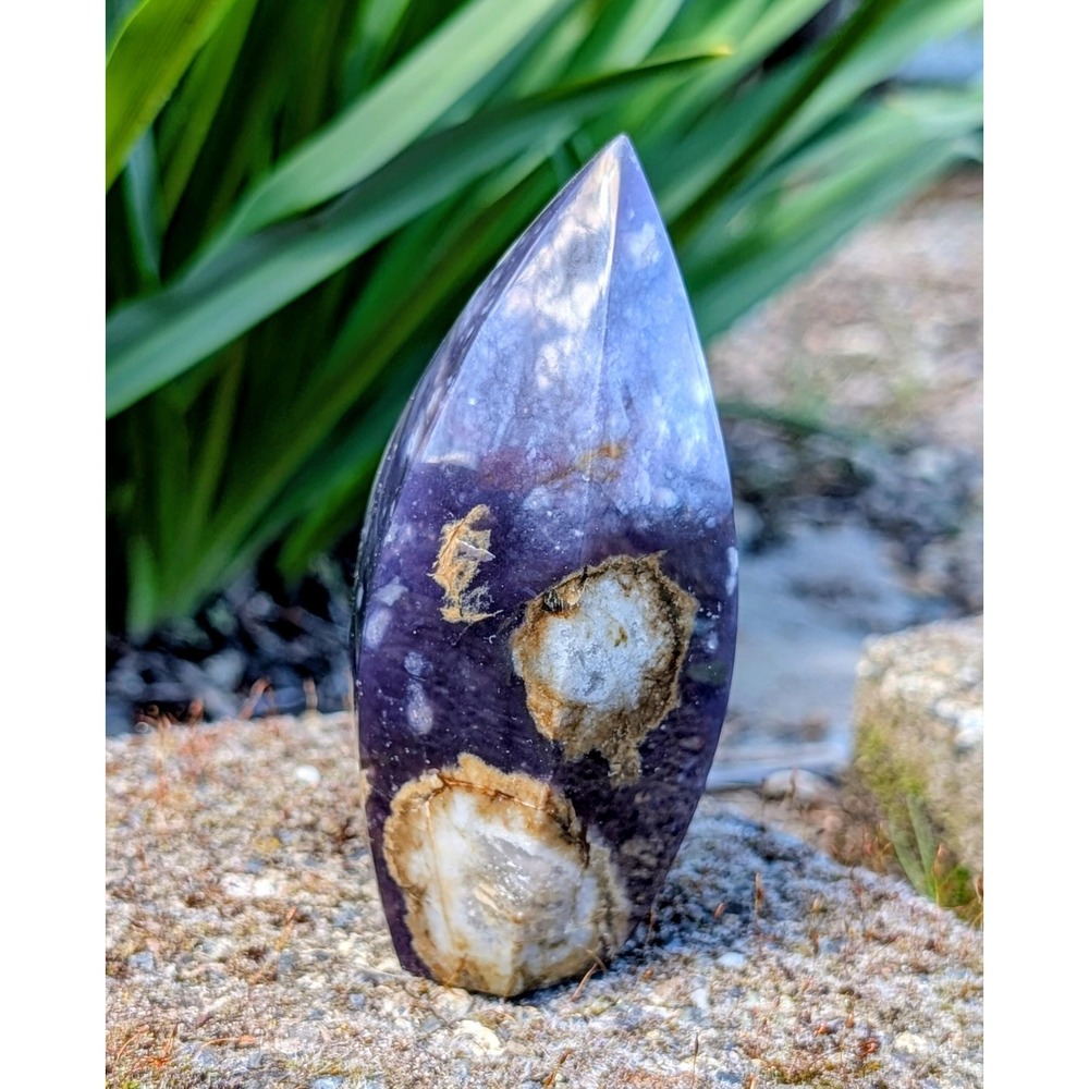 Indonesian Purple Chalcedony Candle Flame Tower 4 Inch  Piece C